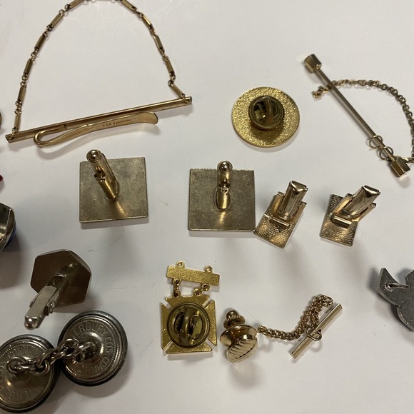 Vtg Junk Drawer Estate Lot Gentlemen's Jewelry American Clip Tie Pin Repair - Picture 6 of 8